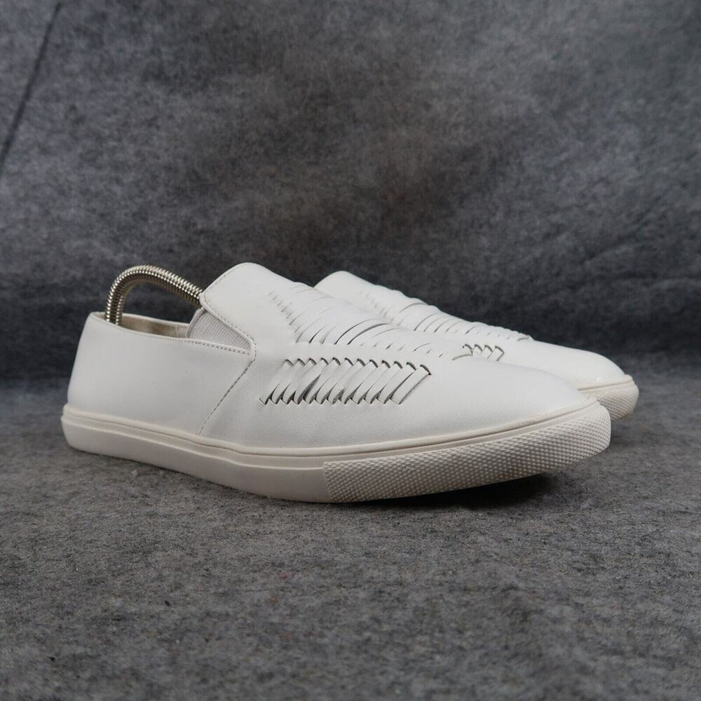 Carlos Santana Shoes Womens 9.5 Slip On Loafer Flats Woven Leather White Heidi
